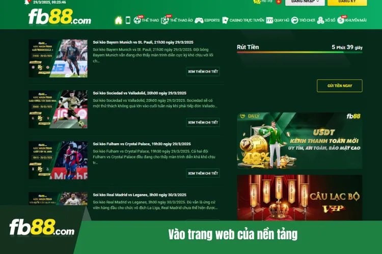 Vào trang web của nền tảng